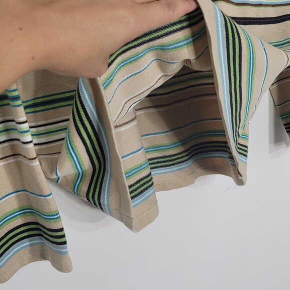 Point Zero Multicolor Stripes V-Neck Cotton Blend Lightweight Pullover Sweater - Picture 4 of 10